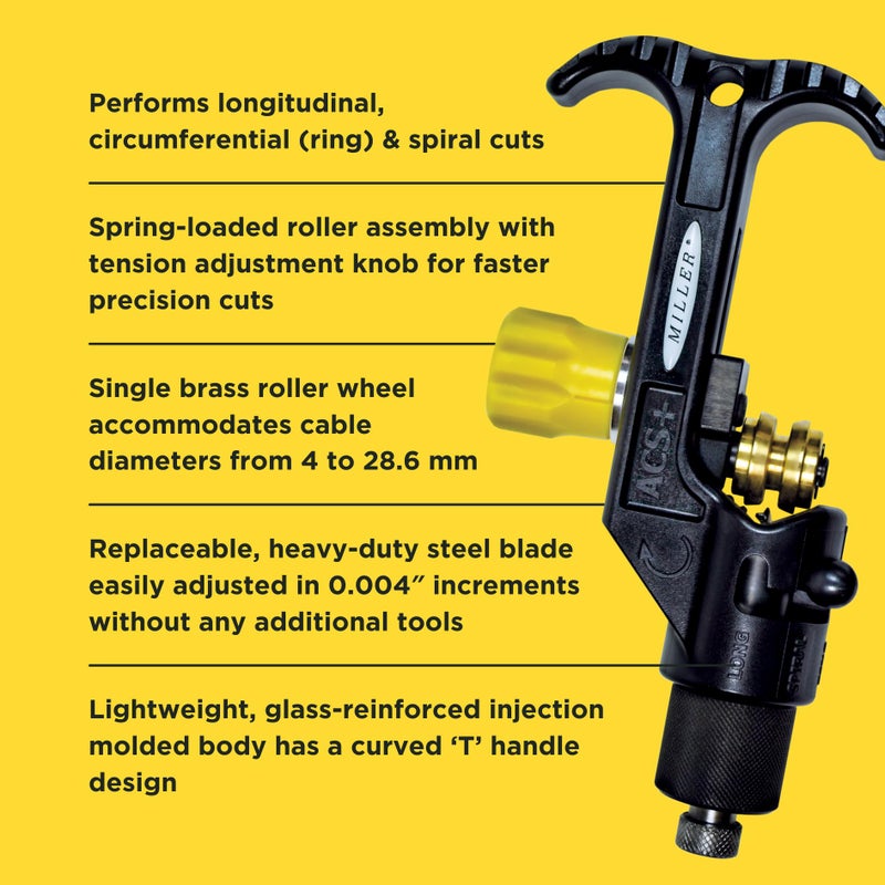 Miller ACS+ Series Cable Slitter for Armored Fiber Cable, Central Tube, and Stranded Loose Tube, Easily Portable Tool for Working Technicians, Electricians, and Installers, 10 Ounces - Image 5